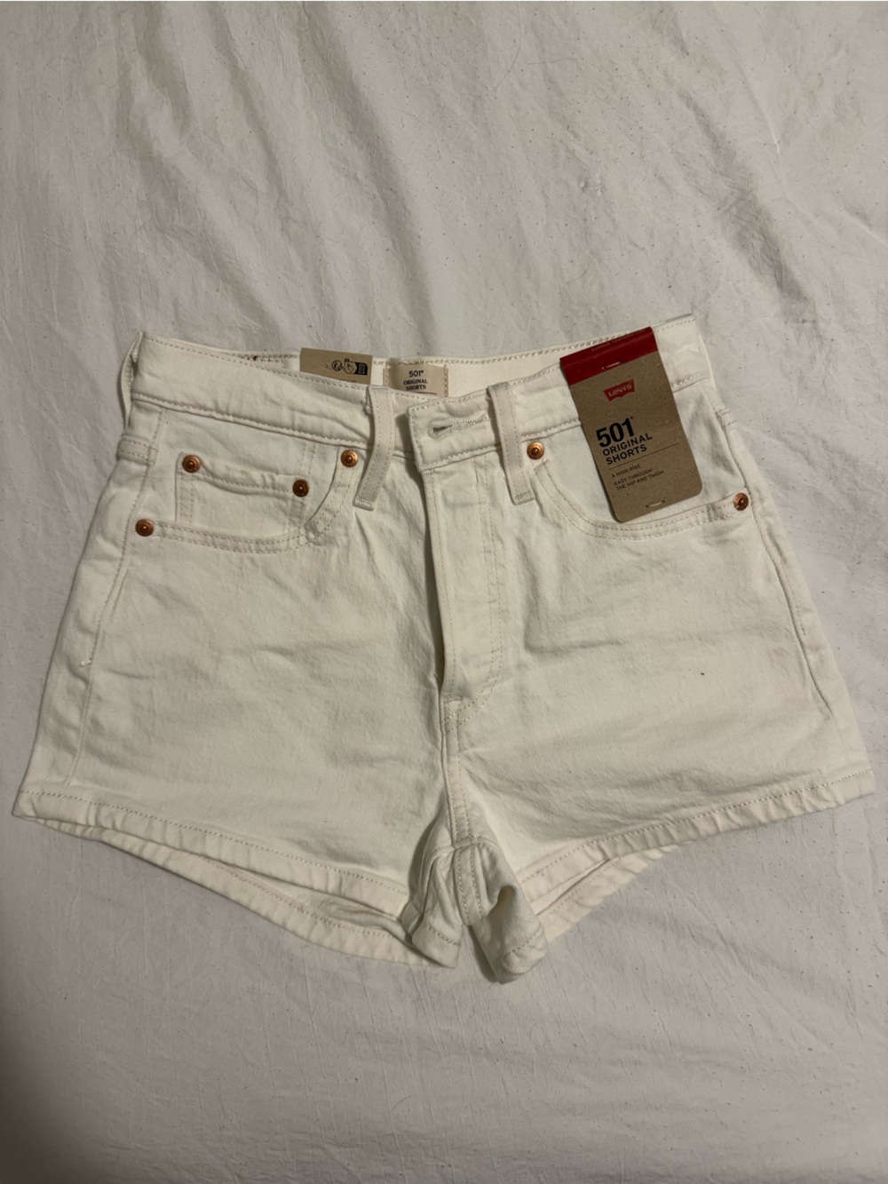 Levi's White High-Rise Denim Shorts